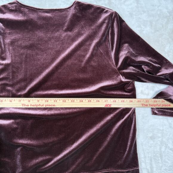 LAUREN RALPH LAUREN Burgundy Velvet Tunic Button Shoulder Womens Size XL - Picture 7 of 10